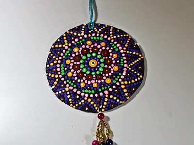 Recycled DIY:  Cardboard Hanging with Dotted Mandala Patterns