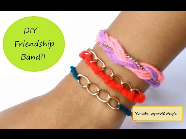DIY Friendship Band Making : 3 EASY Wool & Chain Bracelets!!