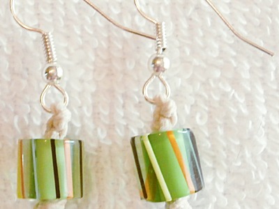 DIY How to Make Hemp Macrame Earrings with Green Beads
