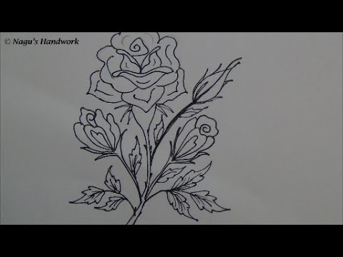 Flower Tutorial-How to Draw Rose-Simple Drawing by Nagu's Handwork