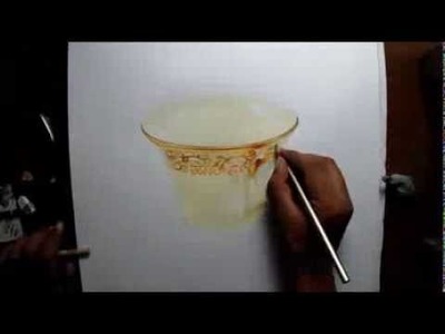 How to draw a gold rimmed cup - speed drawing - Prismacolor pencils