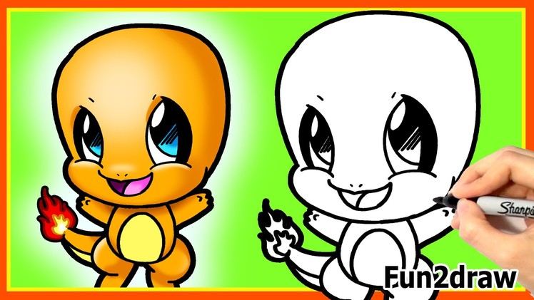 How to Draw CUTE Charmander Easy Step by Step - Pokemon Cute Drawings - Fun2draw