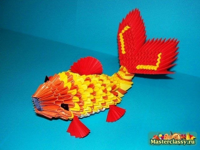 How to make 3d gold fish origami free tutorial