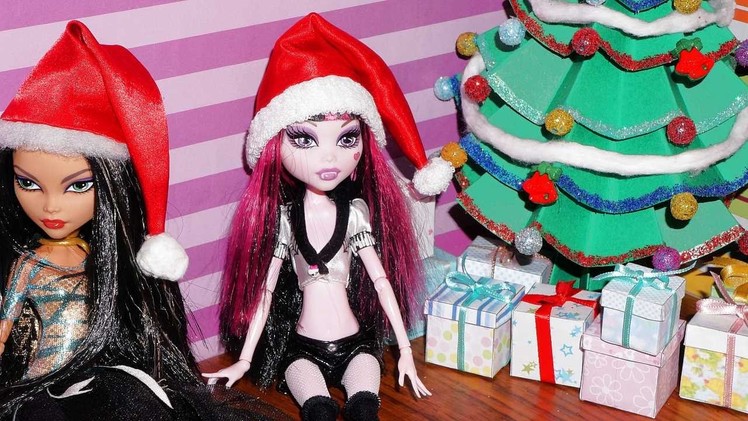 How to make a Santa hat and Gift box for doll (Monster High, EAH, Barbie, etc)