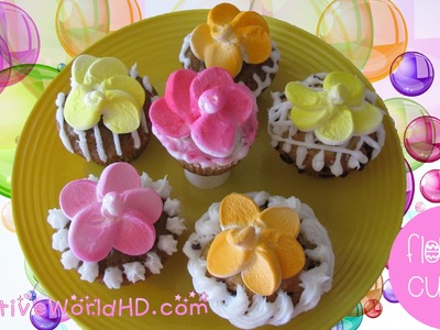 How to make Marshmallow Flower Cupcake in 2 minutes - Easy and Fun