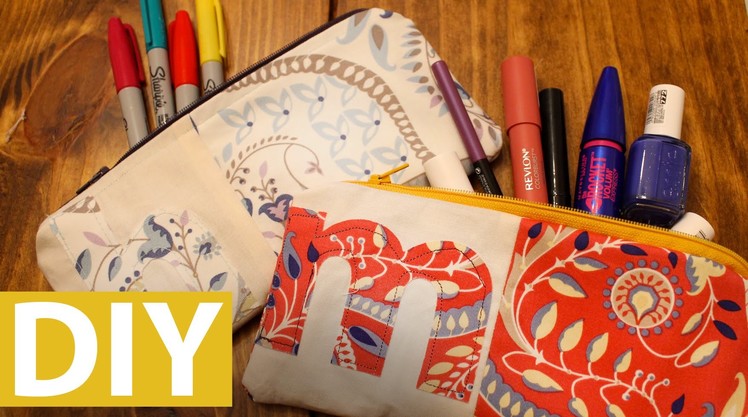 DIY Monogram Zipper Pouch