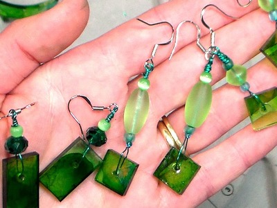 Swingy Dangle Earrings with Acrylic Tiles, Wire and Beads