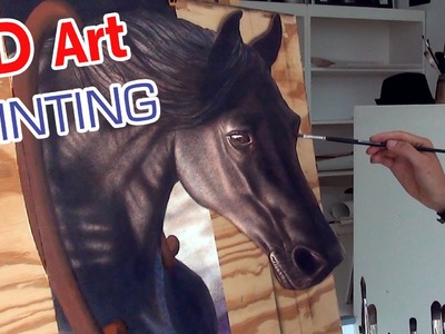 Drawing a HORSE in 3D. anamorphic speed painting
