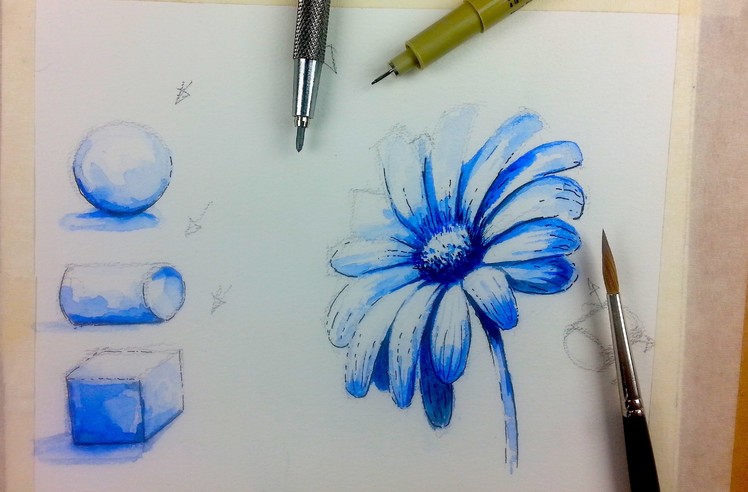 Beginner Watercolor Value Exercise | How to Paint Monochromatic Flowers