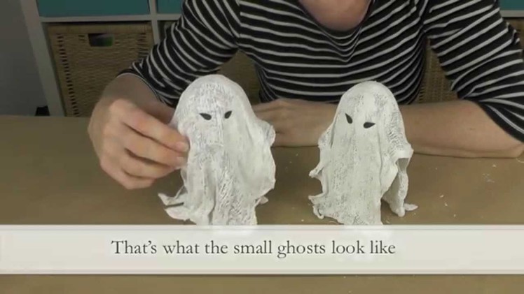 DIY: little spuky halloween ghosts with gauze and plaster of paris