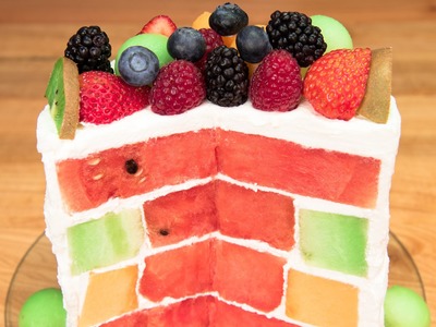 Triple Melon Cake (Watermelon Cake, Honeydew Cake, Cantaloupe Cake) - No Bake