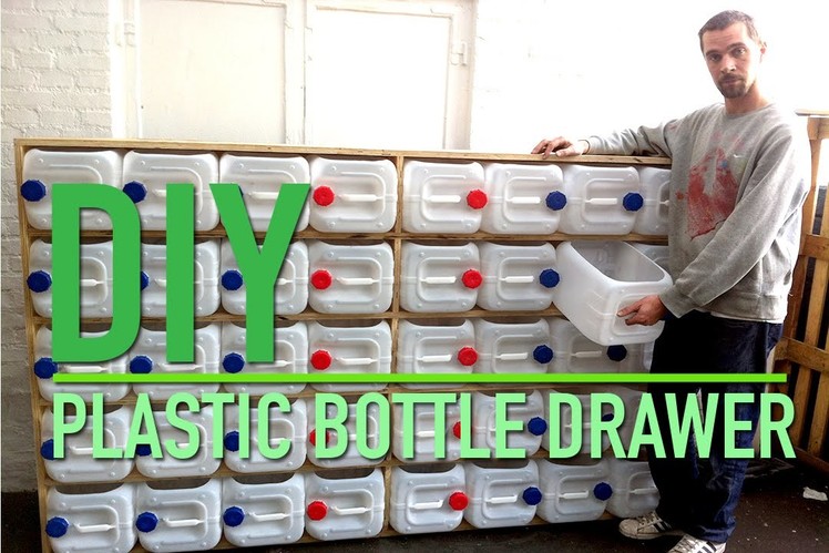 Upcycled plastic bottle drawer storage system