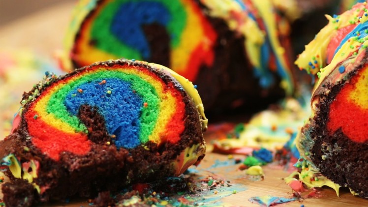 Chocolate Rainbow Surprise Cake