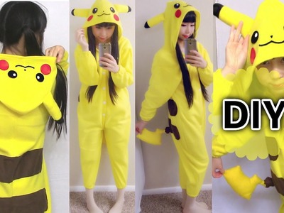 DIY Easy Onesie. Kigurumi. Costume Pikachu Onesie+ How to Make Pattern from Existing Clothes