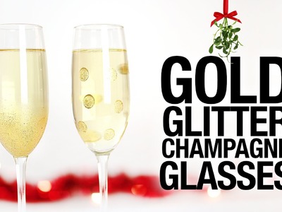 DIY Gold Glitter Champagne Glasses