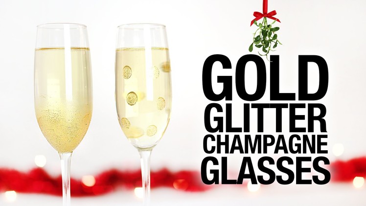 DIY Gold Glitter Champagne Glasses