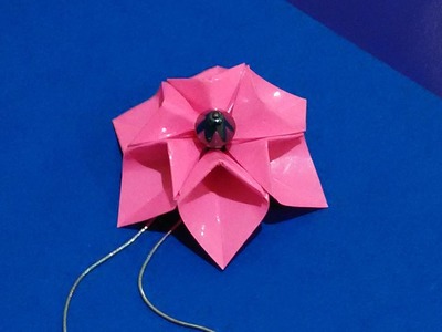 EASY Origami  flower -  necklace. 3d origami flower.  Origami fashion jewelry