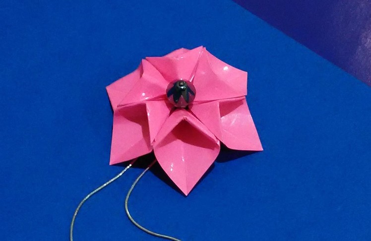 EASY Origami  flower -  necklace. 3d origami flower.  Origami fashion jewelry