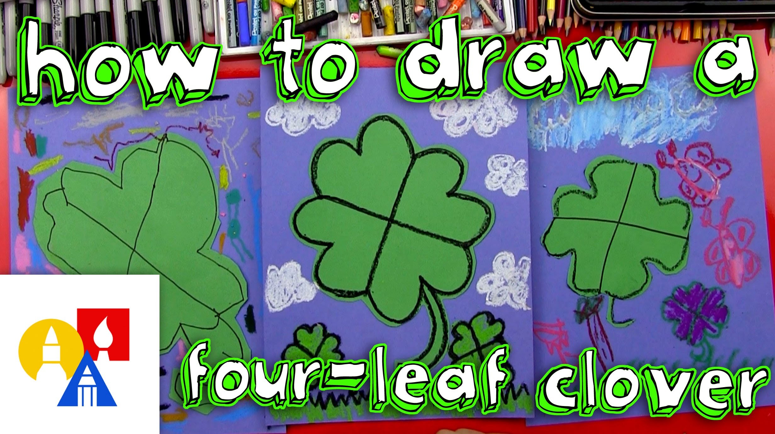 How,To,Draw,A,Four-Leaf,Clover,(young,artists),Happy,St,Patricks,Day!,Wer.....