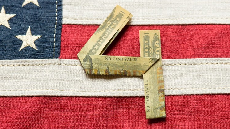 Money gift idea: Number 4 Dollar Bill Origami - Tutorial 4.10