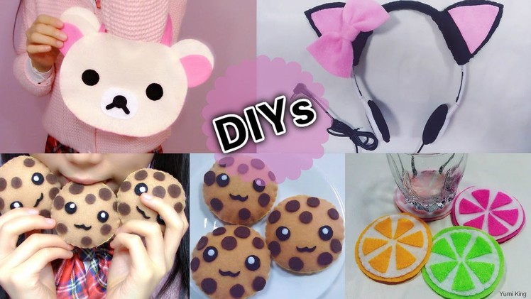 4 Cute DIYs: DIY Rilakkuma Handbag+Cat Headphone+Lemon Cup Coaster+Chocolate Cookie Toy