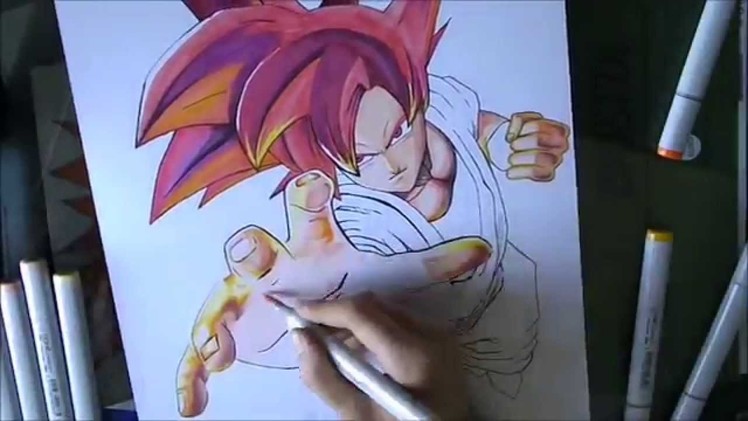 [DBZ] How to draw Goku Super Saiyan God. Comment dessiner Goku