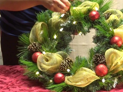 Decorating a Christmas wreath
