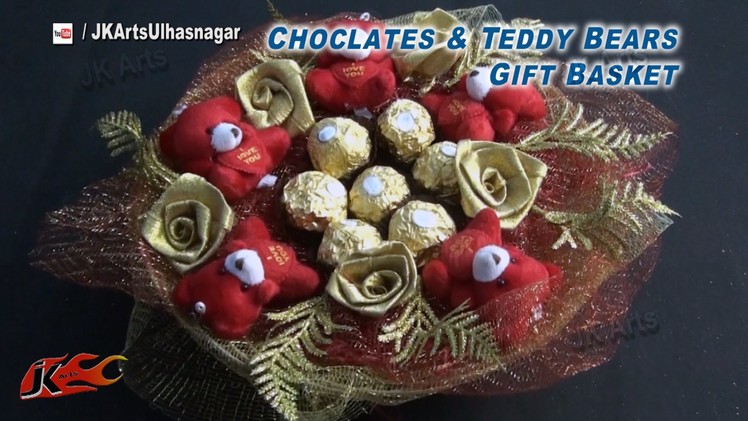 DIY Chocolates and teddy bear gift basket  | Valentine's Day Gift Idea | How to make  |JK Arts 836