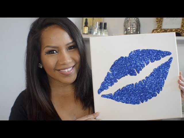 DIY Wall Decor: Blue Glitter Lips|Chanel & LV Logo