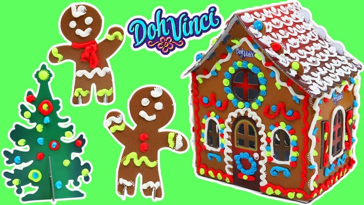 Doh Vinci Holiday Gingerbread House, Christmas Tree, & Gingerbread Man DIY Decorations!