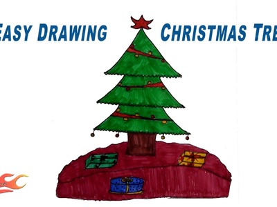 How to Draw a Christmas Tree | Easy School Project for Kids | JK Easy Craft 096