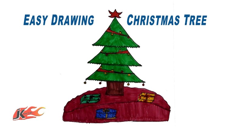 How to Draw a Christmas Tree | Easy School Project for Kids | JK Easy Craft 096