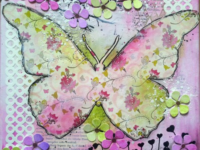 Mixed Media Canvas Butterfly Start to Finish Tutorial with Gelatos