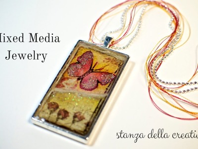 Mixed media jewelry: butterfly