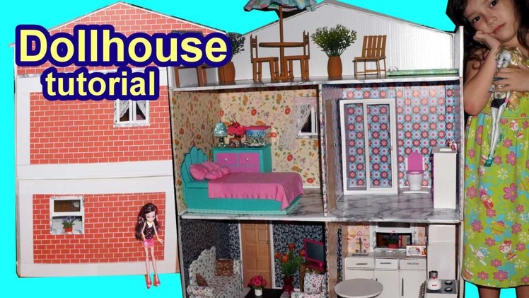 Tutorial: How to make a cardboard dollhouse for Barbie, Monster High, Frozen, EAH, etc