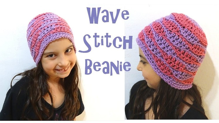 Wave Stitch Beanie - SIZES BABY to ADULT - Left Handed Crochet Tutorial