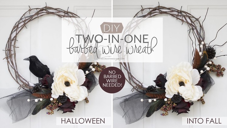 2-in-1 Halloween and Fall Wreath - NO BARBED WIRE NEEDED!