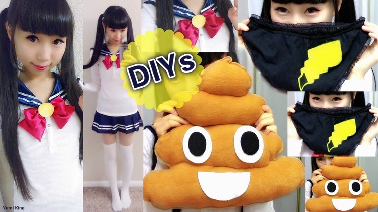 3 Funny DIYs: DIY Pokemon Tail Panties+DIY Poop Emoji Pillow+DIY Detachable Sailor Collar.Sweater