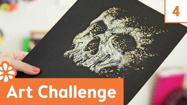 Art Challenge 4: Bones, Glitter, Black