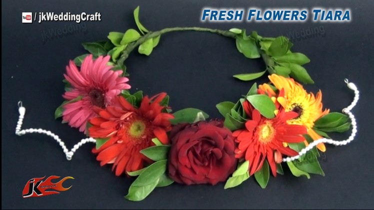 DIY Fresh Flower Tiara. crown | Wedding hair accessories | How to make | JK Wedding Craft 032