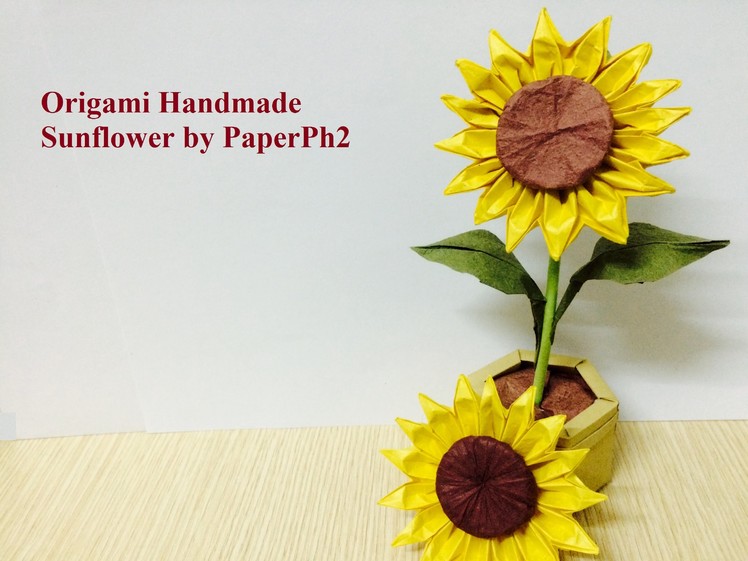 Handmade Origami Sunflower - Part2: Make sepal, leaf and stem.