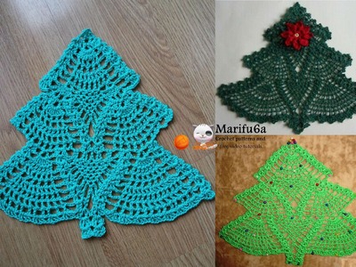 How to crochet Christmas tree doily hot pad pattern by marifu6a