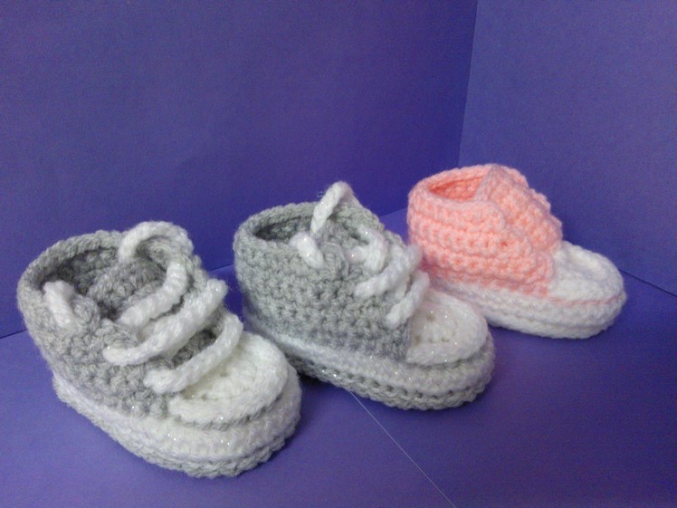 How to crochet My easy new born baby converse style slippers p3