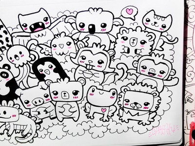 ♥ Kawaii Animals Party ♥ Hello Doodles ♥ Easy Drawings by Garbi KW
