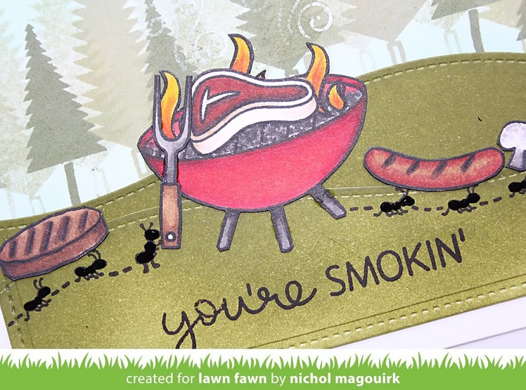 Lawn Fawn Let's BBQ | "You're Smokin'" Card
