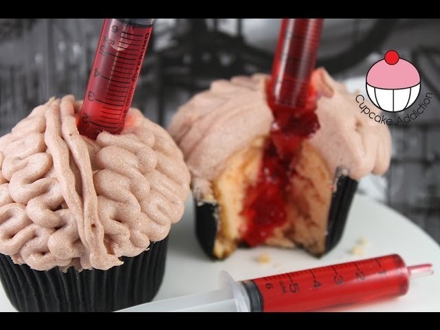 Make Bleeding Brain Cupcakes for Halloween - A Cupcake Addiction How To Tutorial