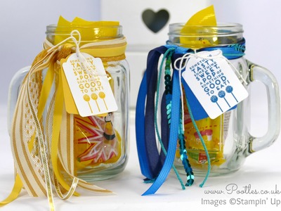 Quick Decorated Drinking Jars using Stampin' Up! Ribbons