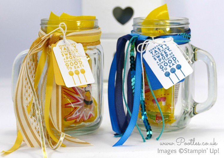 Quick Decorated Drinking Jars using Stampin' Up! Ribbons