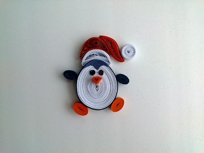 Quilling Christmas decoration: make quilling Christmas penguin magnet.