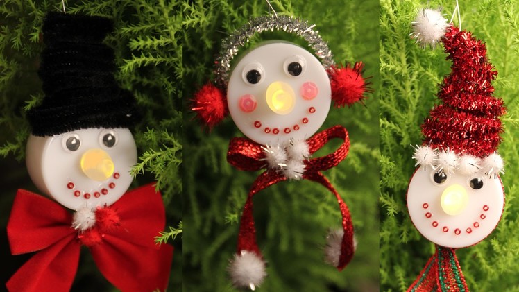 Snowman Tea Light Christmas Ornaments  - The Cutest DIY!